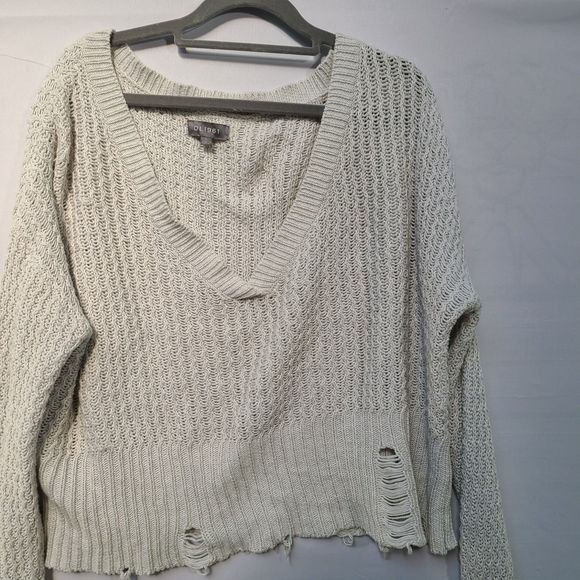 DL1961 Freeman 100% Cotton Distressed Open Knit V Neck Oversized Sweater L - Picture 4 of 10